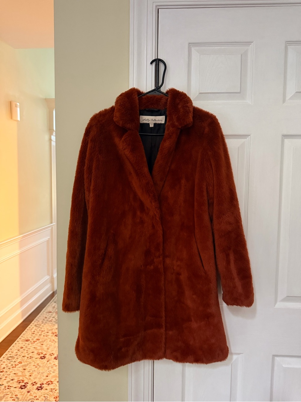 Sebby Collection Rust Res Faux Fur Coat - Size Small